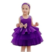 LUOGENLI Dress for Girls Children's Full Moon Dress Girls Cake Dress Children's Birthday First Birthday Dress Dress Girls Easter Dresses Size 14-16 White 90